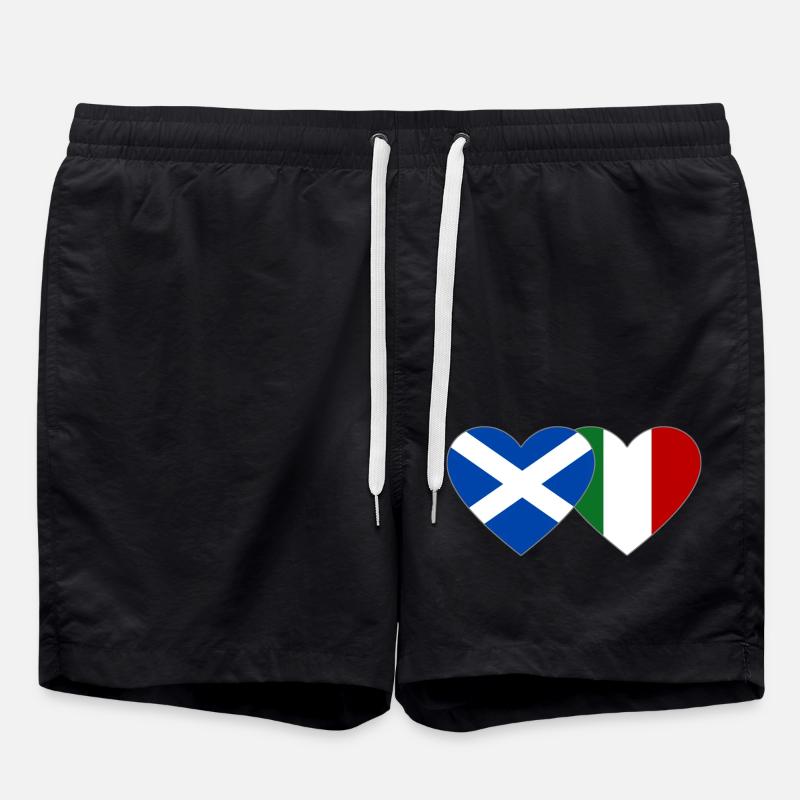 Ecosse Italie Drapeau Coeur - Short de bain - noir