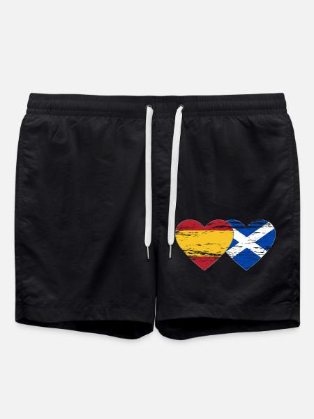 Espagne Ecosse drapeau coeur utilisé - Short de bain - noir
