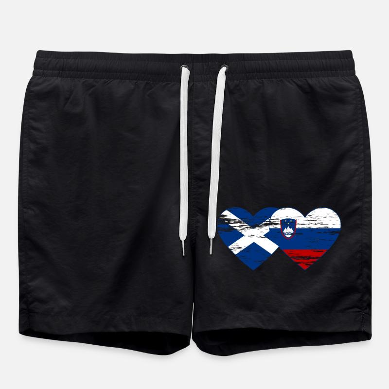 Ecosse Slovénie drapeau coeur utilisé - Short de bain - noir