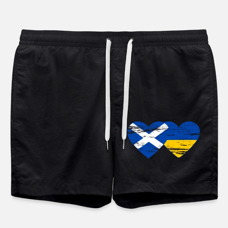 Ecosse Ukraine drapeau coeur utilisé - Short de bain - noir