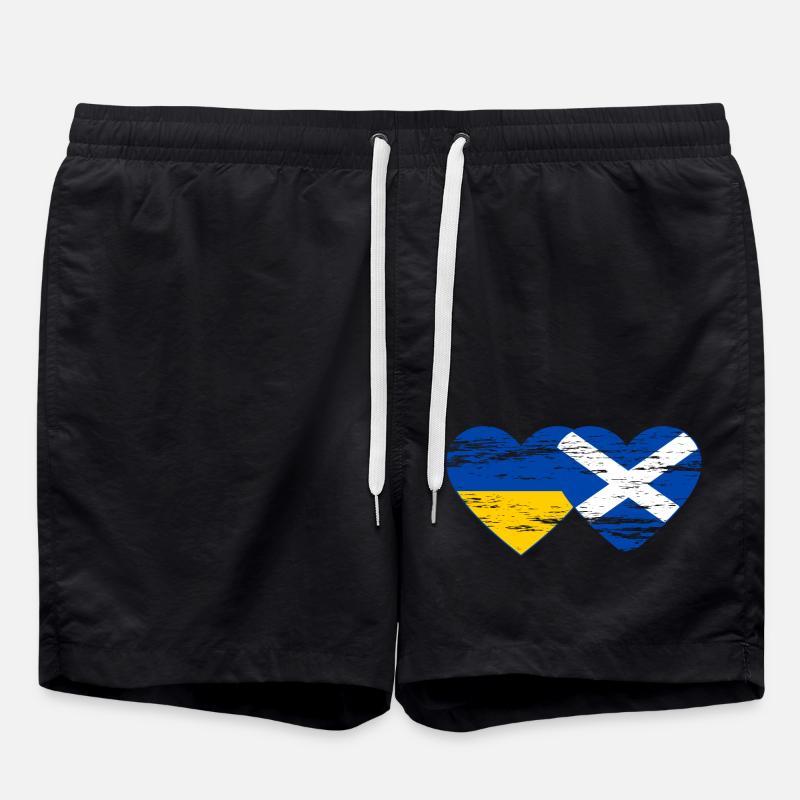 Ukraine Ecosse drapeau coeur utilisé - Short de bain - noir