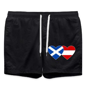 Scotland Austria Flag Heart - Swim Trunks - black - Front - AI Model Male 185 light (185cm)