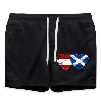 Autriche Ecosse drapeau coeur utilisé - Short de bain - noir - Devant - AI Model Male 185 light (185cm)