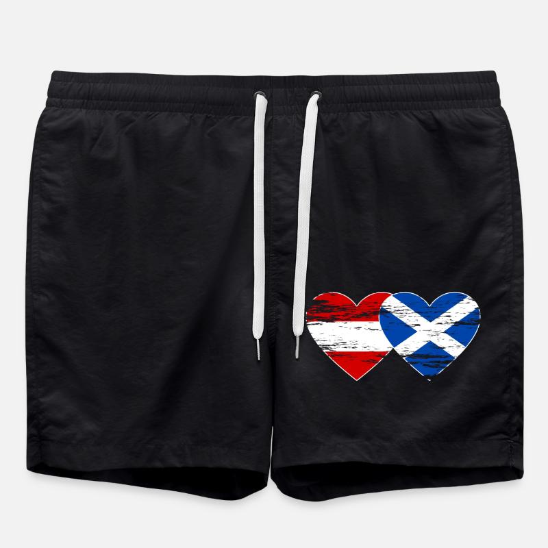 Autriche Ecosse drapeau coeur utilisé - Short de bain - noir