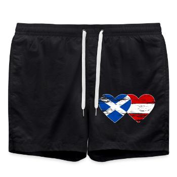 Ecosse Autriche drapeau coeur utilisé - Short de bain - noir - Devant - AI Model Male 185 light (185cm)