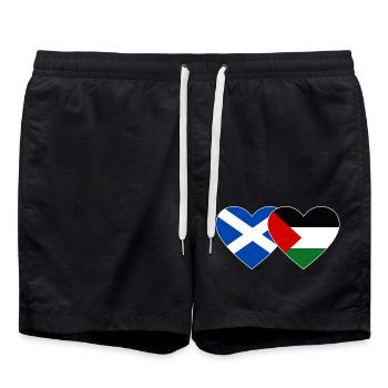 Ecosse Palestine drapeau coeur - Short de bain - noir - Devant - AI Model Male 185 light (185cm)