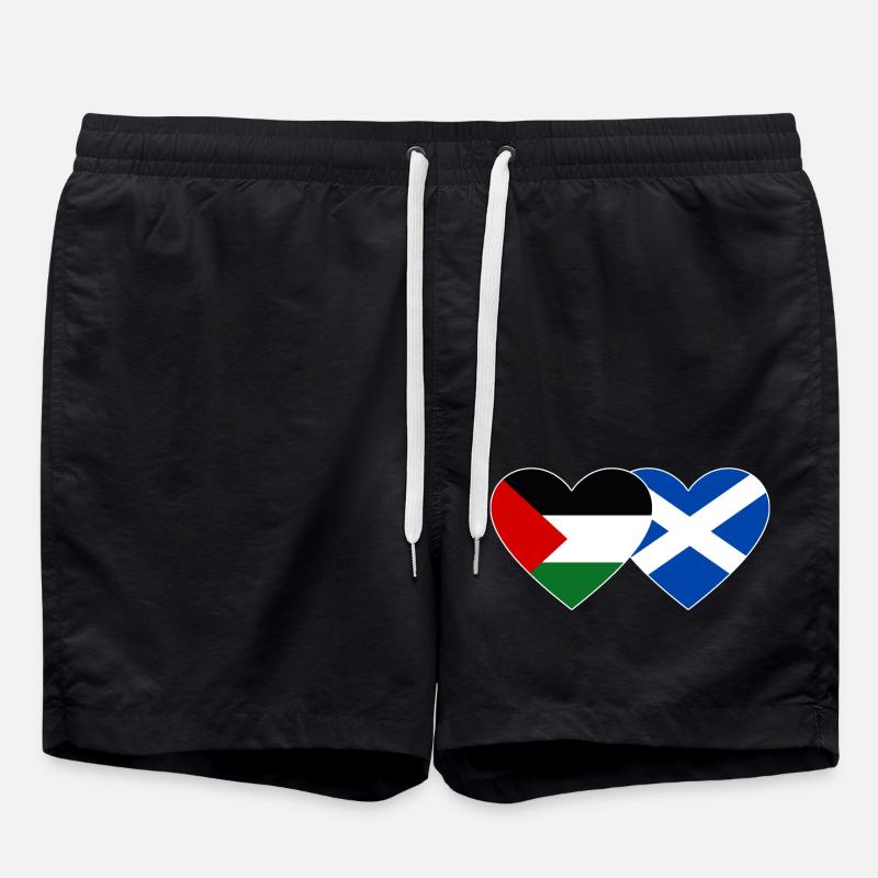 Palestine Scotland Flag Heart - Swim Trunks - black