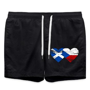 Ecosse République Tchèque Drapeau Coeur Utilisé - Short de bain - noir - Devant - AI Model Male 185 light (185cm)