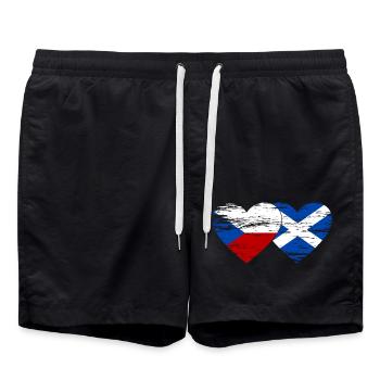 République tchèque Ecosse drapeau coeur utilisé - Short de bain - noir - Devant - AI Model Male 185 light (185cm)