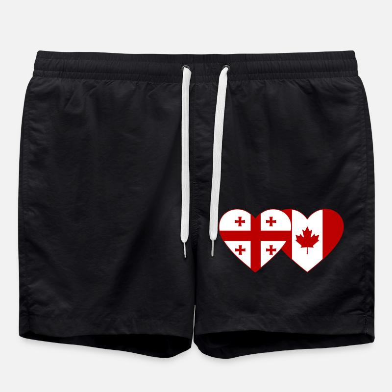 Georgia Canada flag heart - Swim Trunks - black