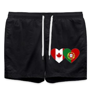 Kanada Portugal Flagge Herz - Badeshorts - Schwarz - Vorne - AI Model Male 185 light (185cm)