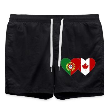 Portugal Canada flag heart - Swim Trunks - black - Front - AI Model Male 185 light (185cm)