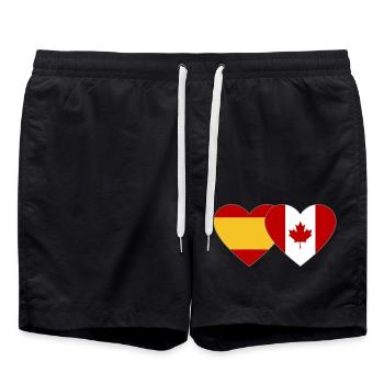 Coeur de drapeau Espagne Canada - Short de bain - noir - Devant - AI Model Male 185 light (185cm)
