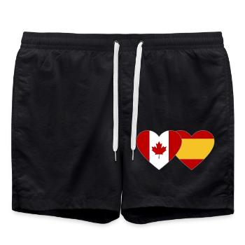 Canada Espagne Drapeau Coeur - Short de bain - noir - Devant - AI Model Male 185 light (185cm)