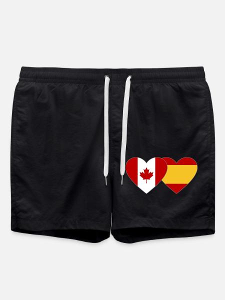 Canada Spain Flag Heart - Swim Trunks - black