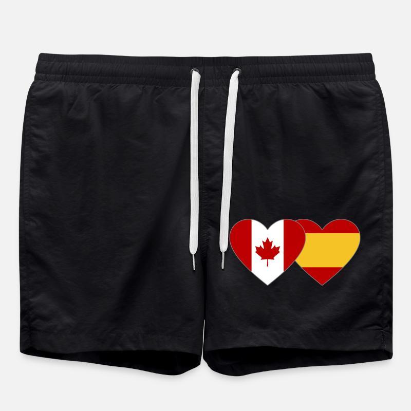 Canada Espagne Drapeau Coeur - Short de bain - noir
