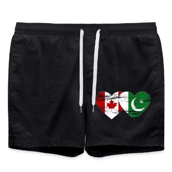 Coeur de drapeau du Canada Pakistan utilisé - Short de bain - noir - Devant - AI Model Male 185 light (185cm)