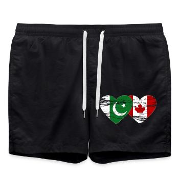 Coeur de drapeau du Pakistan Canada utilisé - Short de bain - noir - Devant - AI Model Male 185 light (185cm)