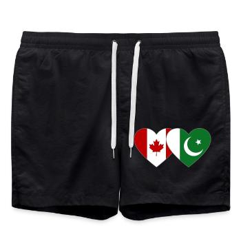 Coeur de drapeau du Canada Pakistan - Short de bain - noir - Devant - AI Model Male 185 light (185cm)