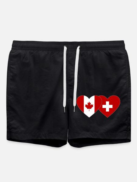 Canada Suisse Drapeau Coeur - Short de bain - noir