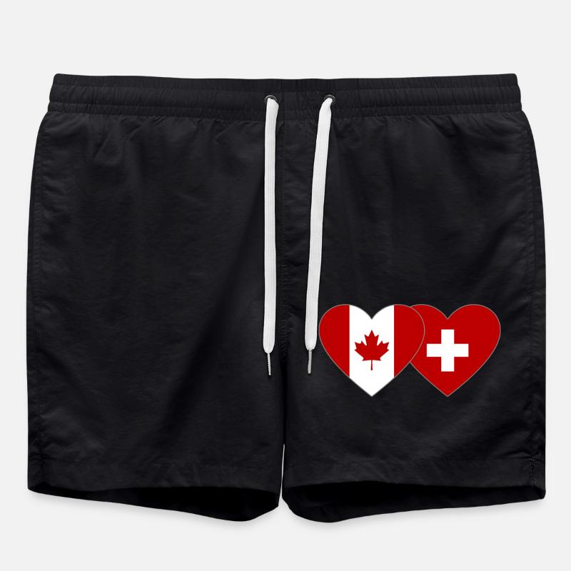 Canada Suisse Drapeau Coeur - Short de bain - noir