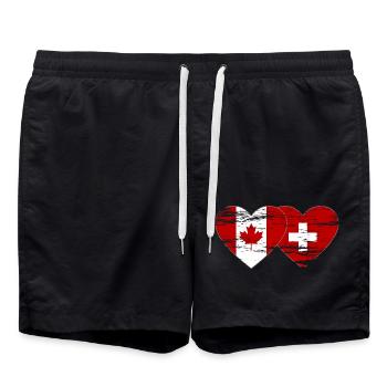 Canada Suisse Drapeau Coeur Utilisé - Short de bain - noir - Devant - AI Model Male 185 light (185cm)