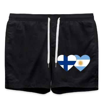 Finland Argentina Flag Heart - Swim Trunks - black - Front - AI Model Male 185 light (185cm)