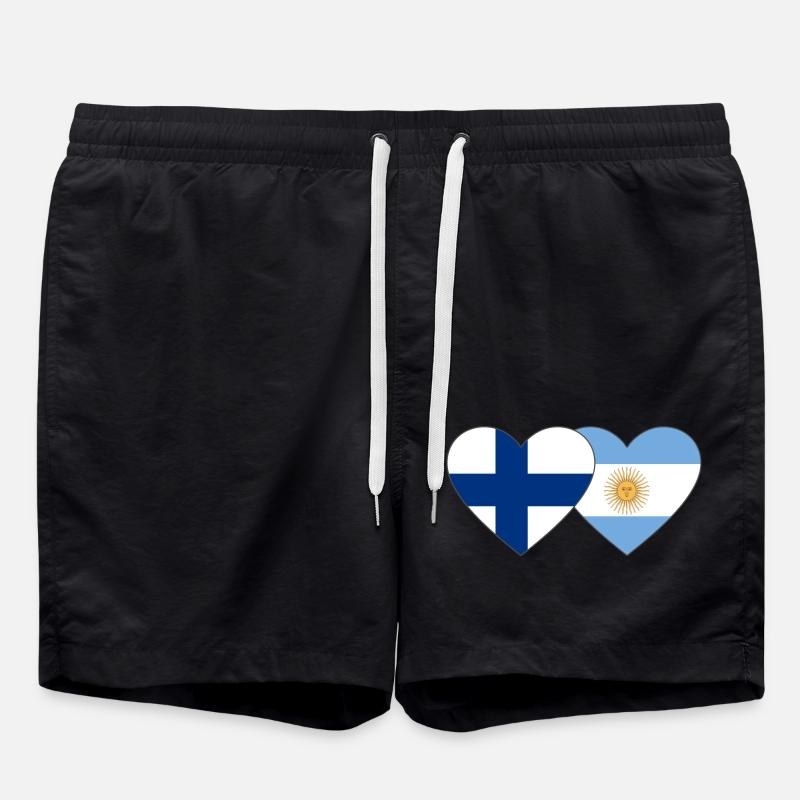 Finlande Argentine Drapeau Coeur - Short de bain - noir