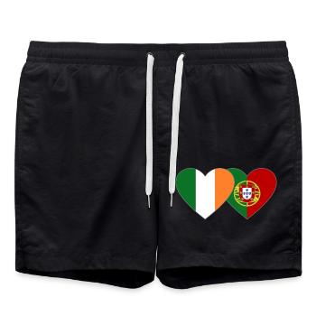 Flag of Ireland Portugal - Swim Trunks - black - Front - AI Model Male 185 light (185cm)