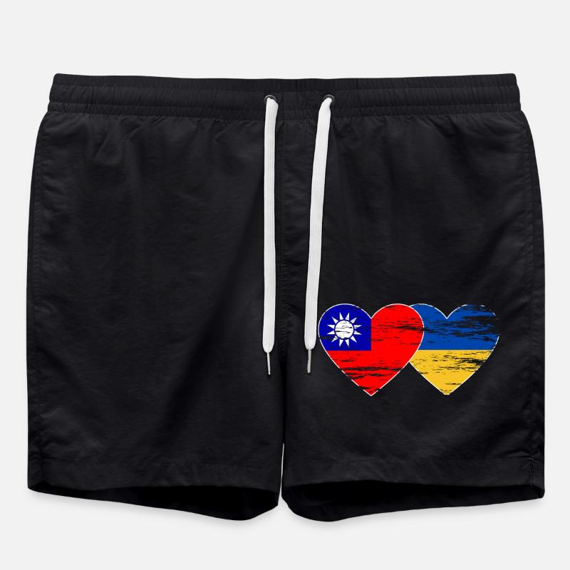 Taiwan Ukraine Flag used - Swim Trunks - black