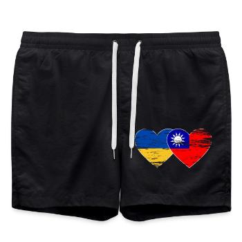 Drapeau de l’Ukraine Taïwan utilisé - Short de bain - noir - Devant - AI Model Male 185 light (185cm)