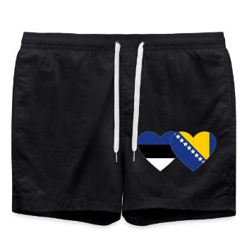 Estland Bosnien Flagge Herz - Badeshorts - Schwarz - Vorne - AI Model Male 185 light (185cm)