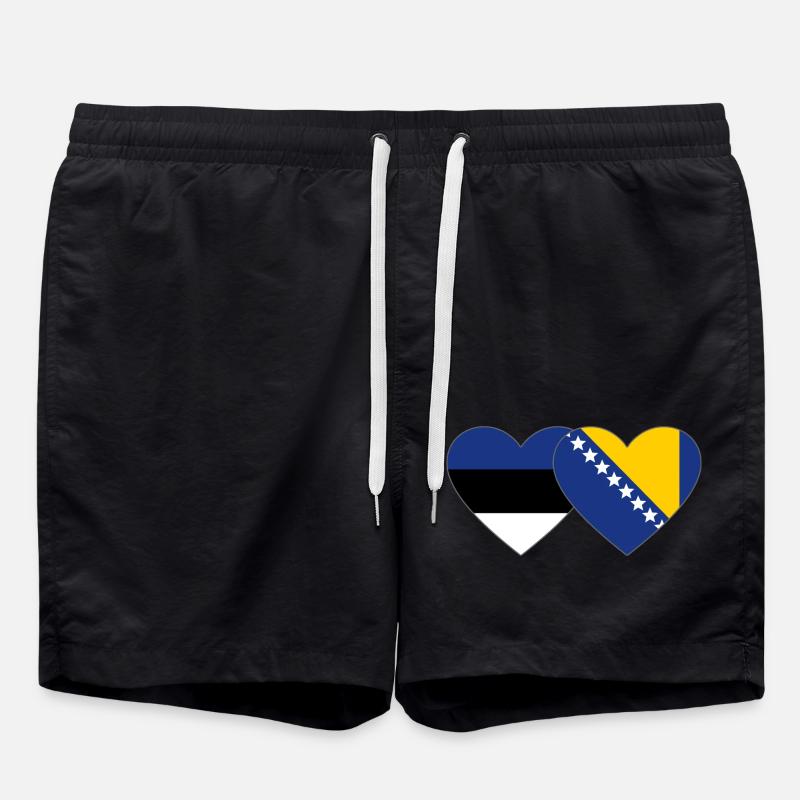 Estonie Bosnie Drapeau Coeur - Short de bain - noir