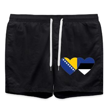 Bosnie Estonie Drapeau Coeur - Short de bain - noir - Devant - AI Model Male 185 light (185cm)