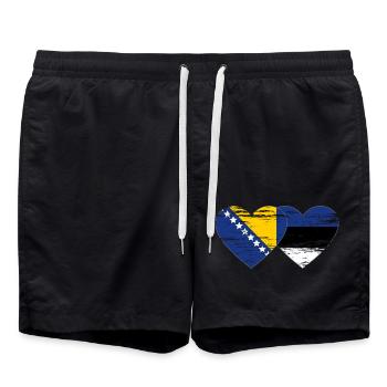 Bosnie Estonie drapeau coeur utilisé - Short de bain - noir - Devant - AI Model Male 185 light (185cm)