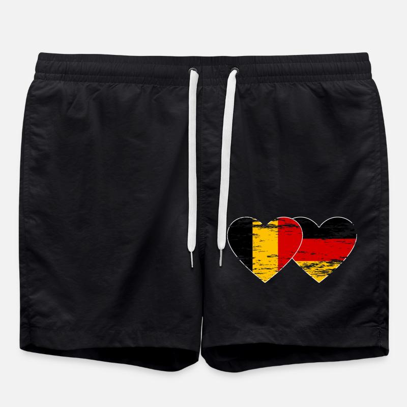 Belgique Allemagne Drapeau Coeur - Short de bain - noir