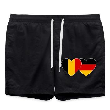 Belgique Allemagne Drapeau Coeur d’occasion - Short de bain - noir - Devant - AI Model Male 185 light (185cm)