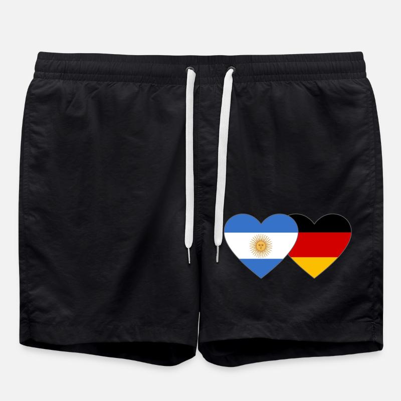 Argentina Germany Flag Heart - Swim Trunks - black