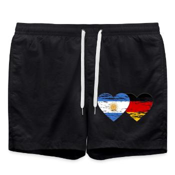 Argentine Allemagne Drapeau Coeur Utilisé - Short de bain - noir - Devant - AI Model Male 185 light (185cm)