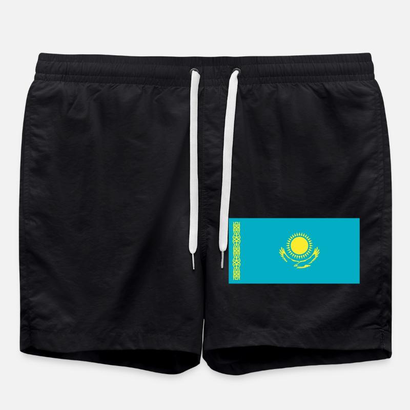Kazakhstan Flag / Drapeau Kazakhstan - Swim Trunks - black