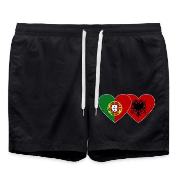 Portugal Albanie Drapeau Coeur - Short de bain - noir - Devant - AI Model Male 185 light (185cm)