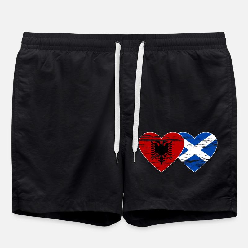 Albanie Ecosse drapeau coeur utilisé - Short de bain - noir
