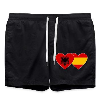 Albanie Espagne Drapeau Coeur - Short de bain - noir - Devant - AI Model Male 185 light (185cm)