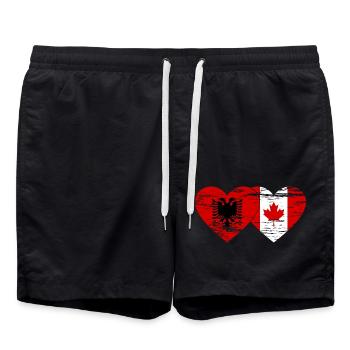 Albanie Canada drapeau coeur utilisé - Short de bain - noir - Devant - AI Model Male 185 light (185cm)