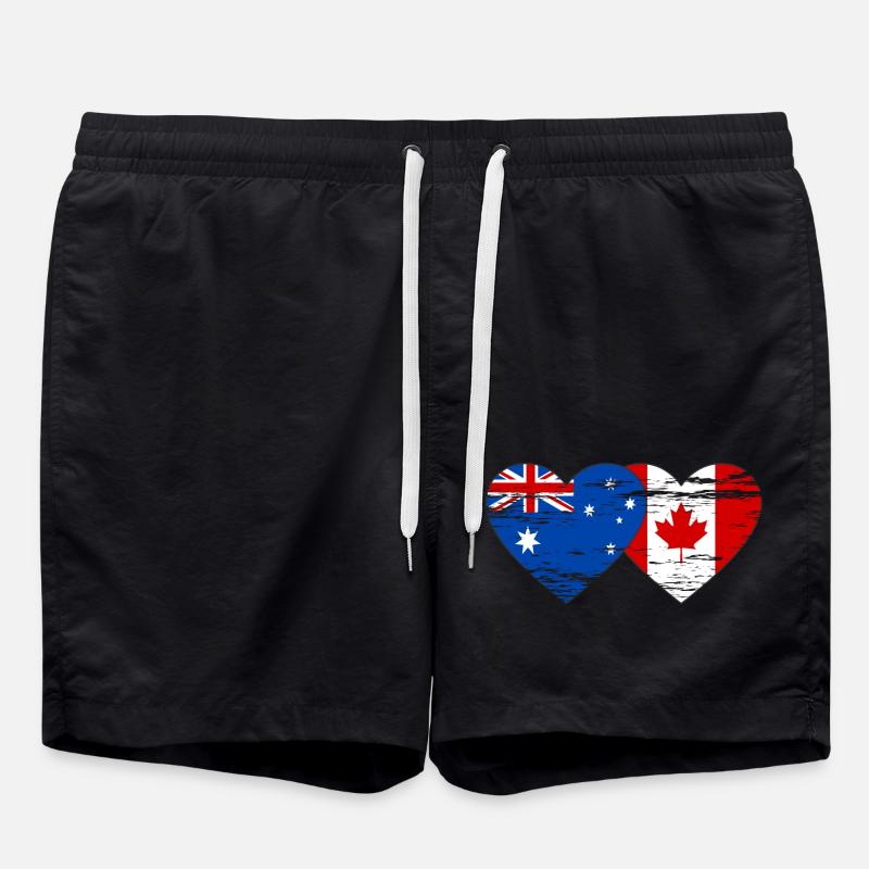 Australie Canada drapeau coeur utilisé - Short de bain - noir