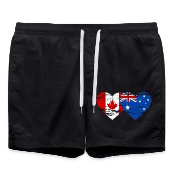 Canada Australie drapeau coeur utilisé - Short de bain - noir - Devant - AI Model Male 185 light (185cm)