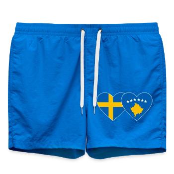 Sweden Kosovo Flag - Swim Trunks - cobalt blue - Front
