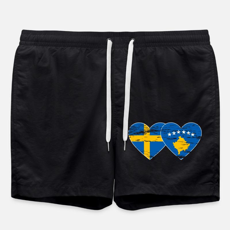 Suède Kosovo Drapeau utilisé - Short de bain - noir