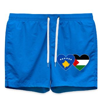 Kosovo Palestine Flag Heart - Swim Trunks - cobalt blue - Front