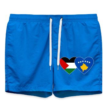Palestine Kosovo Flag Heart - Swim Trunks - cobalt blue - Front